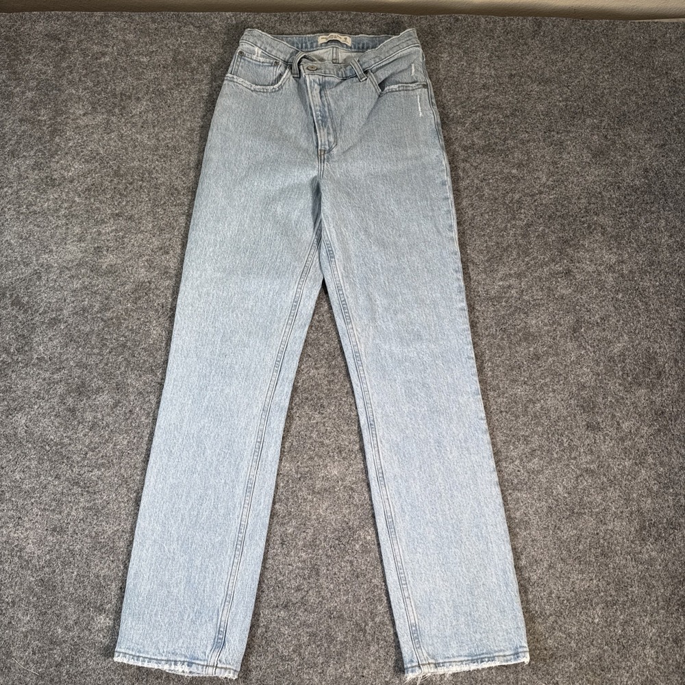 Abercrombie Fitch The Slim Straight Jeans Size 26 Ultra High Rise Light Wash Y2K